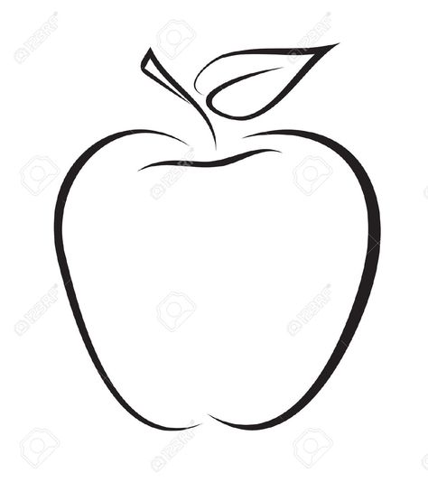 Apple Drawing Simple, Apple Outline Drawing, Apple Outline Printable, Apple Clipart Black And White, Apple Vector Illustration, Apple Outline, Apple Tattoo, Apple Vector, Cute Tats