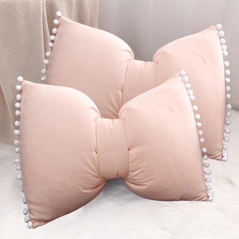 Couch Bench, Bow Pillows, Fancy Bows, Pom Pom Pillows, Head Pillow, Decorative Lumbar Pillows, Garden Pillows, Velvet Pillow, Sofa Couch Bed