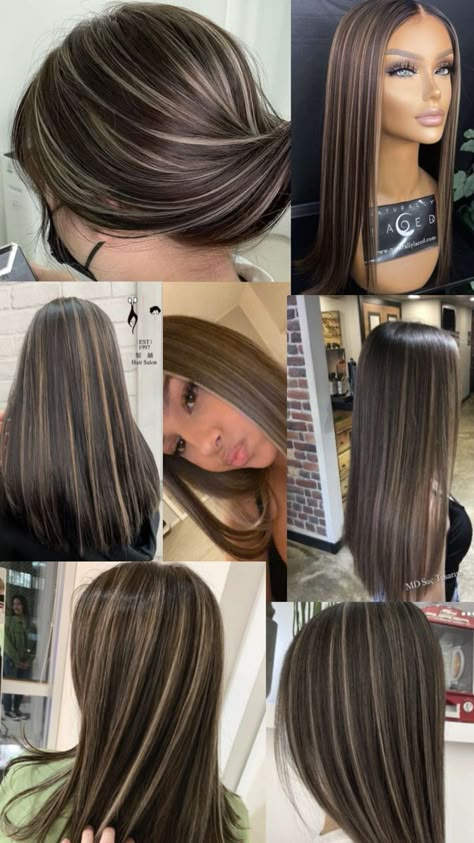 Brown Straight Hair, Brown Hair Looks, Brown Hair Inspo, Brunette Hair With Highlights, Hair Inspiration Long, Hair Streaks, Brown Hair With Blonde Highlights, Hairstyles For Layered Hair, Long Hair Color