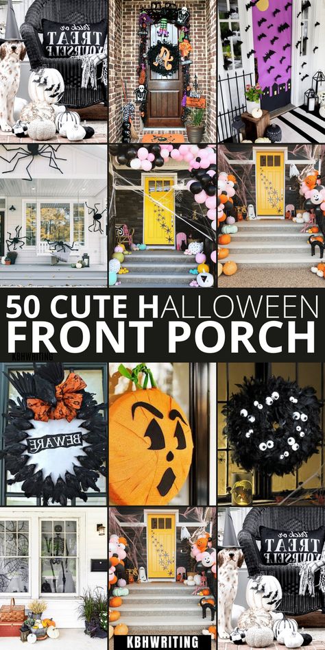 50 Spooky Halloween Front Porch Ideas For 2023 Halloween Front Porch Decorating Ideas, Front Porch Halloween, Halloween Front Porch Ideas, Front Porch Decorating Ideas, Porch Halloween, Spooky Halloween Food, Simple Diy Projects, Fun Halloween Treats, Halloween Party Treats