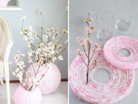 Creative Ideas To Recycle PAPER LANTERNS - family holiday.net/guide to family holidays on the internet Paper Lantern Centerpieces, Chinese Lanterns Diy, Paper Recycle, Cherry Blossom Party, Lanterns Paper, Cherry Blossom Theme, Recycle Paper, Japanese Party, Asian Party