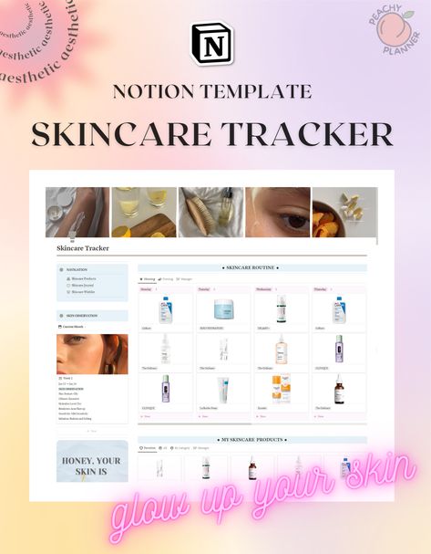 2023 Skincare Tracker Notion Template, Skincare Planner, Self Care Planner, Notion Beauty Tracker Notion Beauty Template, Notion Skincare, Skincare Routine Planner, Notion Template For Work, Skincare Tracker, 2023 Skincare, Skincare Planner, Skincare Template, Notion Template Aesthetic