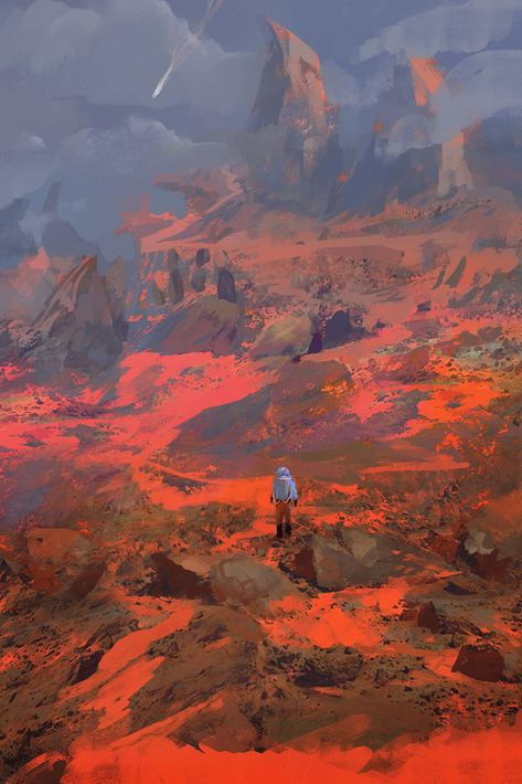 Red Badlands — Art by Pat Fix »On ArtStation. Sci Fi Landscape, Environment Painting, Landscape Concept, Desert Art, Zooey Deschanel, Fantasy Concept Art, Environment Design, Environment Concept Art, Desert Landscaping