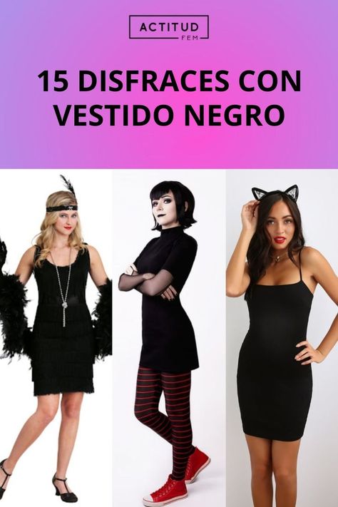 Arma disfraces de Halloween con vestido negro; hay más opciones de las que crees. Ideas Disfraz, Ideas Disfraz Mujer, Disfraz Diy, Disfrases Caseros Mujer Ideas, Costumes With Black Dress, Halloween Costume Black Dress, Outfits Para Halloween, Ideas Halloween Disfraces, Ideas Disfraces Halloween