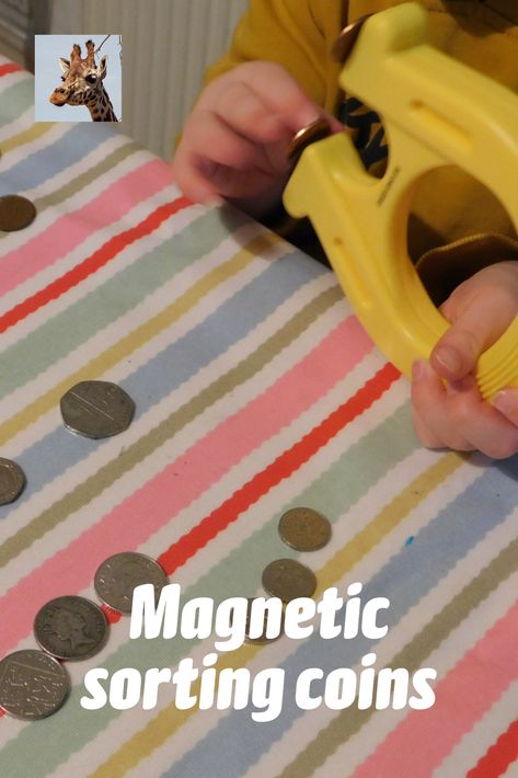 Some UK coins are magnetic, and others are not.  For some denominations, it depends on their age - the Royal Mint switched to steel coins with a coating.  An interesting sorting activity which helps recognise the different coin values for preschoolers. #magneticmoney #coinsorting #preschoolmaths #primarymaths #money #coins #magnetism Coin Sorting, Number Bonds To 10, Rare Coins Worth Money, Primary Maths, Royal Mint, Toy Food, Play Shop, Coins Worth Money, Coin Values