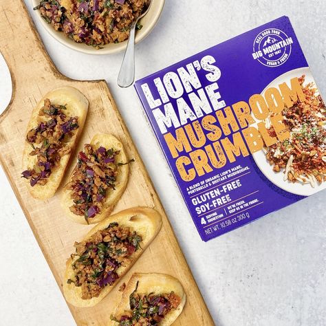 Lions Mane Mushroom Crumble Recipes, Squirrel Snacks, Toasted Baguette, New Zealand Food, Lions Mane, Lions Mane Mushroom, Plant Based Diet Recipes, Purple Sweet Potatoes, Vegan Lunches