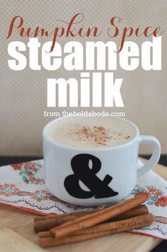 Pumpkin Spice Steamed Milk... a pumpkin pie in a mug. Yumz! Pumpkin Spice Steamed Milk, Pumpkin Spice Milk, Steamed Milk Recipe, Calming Drinks, Pie In A Mug, Comfort Drinks, Pumpkin Milk, Steamed Milk, P90x