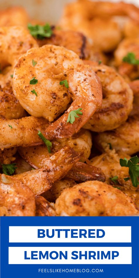 Buttered Lemon Shrimp with Old Bay - Feels Like Home™ Royal Red Shrimp, Lemon Shrimp Recipes, Old Bay Shrimp, Lemon Shrimp, Garlic Butter Shrimp, Baked Shrimp, Shrimp Recipe, Old Bay, Garlic Shrimp