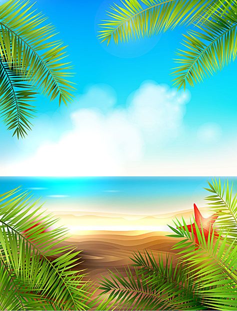 Vector cartoon seaside tourism background Beach Drawing Background, Beach Poster Design, Moana Beach Background, Beach Background Hd, Summer Flyer Background, Tourism Background, Beach Party Flyer Background, Yuumei Art, Beach Vector Art Backgrounds