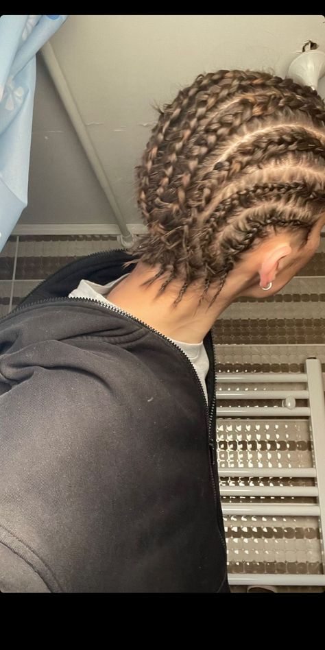 Mens Braided Hairstyles White, Athlete Hairstyles Men, White Guy Cornrows, Cool Cornrows Men, Guy Braids Men Hairstyles Long Hair, White Boy Cornrows, 2 Braids Short Hair, White Boy With Braids, Braids On Short Hair Men