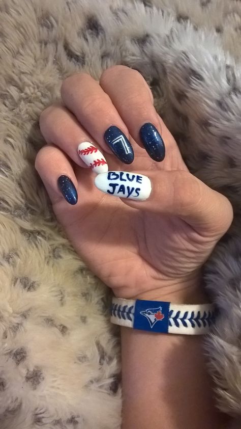 Toronto Blue Jays Blue Jays Nails, Toronto Blue Jays, Blue Jays, How To Do Nails, Toronto, Baseball, Nails, Hair, Blue