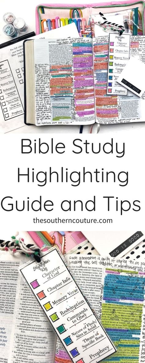 Bible Study Highlighting Guide and Tips - Southern Couture Bible Study Verse Mapping, Bible Study Highlighting Key, Bible Highlighting Guide, Highlighting Bible Guide, Bible Study Highlighting System, Bible Study Highlighting, Bible Highlights, Bible Education, Prayer Boards