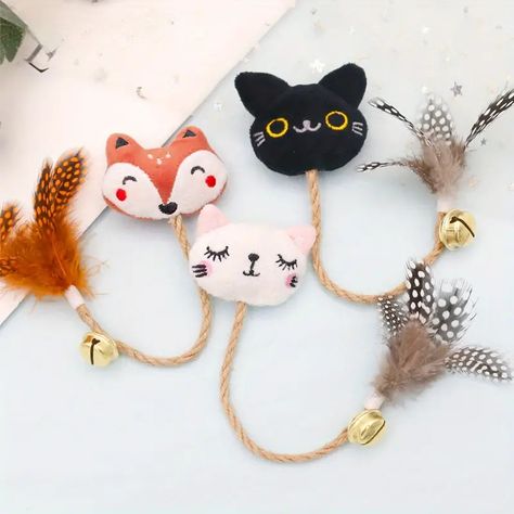 Cute Cat Toys Feather Bell Teaser Hemp Rope Bite resistant - Temu Kitten Supplies, Cat Cleaning, Interactive Cat Toys, Pet Kitten, Catnip Toys, Small Puppies, Hemp Rope, Cat Plush, Cat Pet Supplies