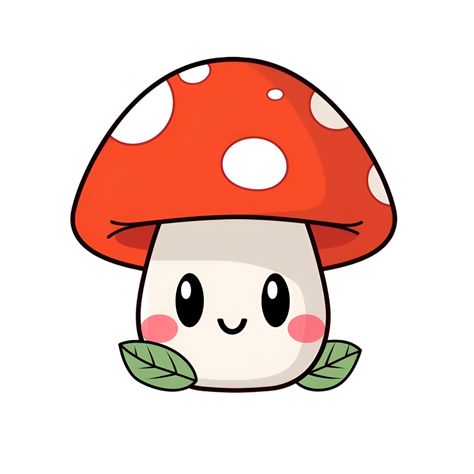 Cute Cartoon Kawaii Mushroom Sticker Clipart AI Generated Cute Stickers Drawings Easy, Cute Easy Drawings Mushrooms, How To Draw A Cute Mushroom, Cute Stickers Cartoon, Cute Cartoon Mushrooms, Mushroom Clipart Cute, Cute Stickers Aesthetic Easy To Draw, Cute Clip Art Simple, Cute Pictures Stickers