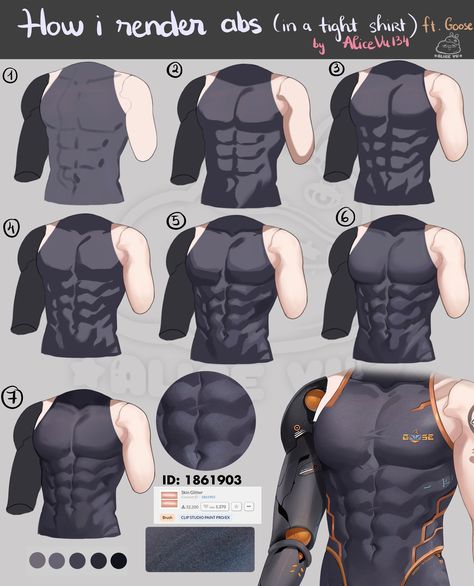 Abs Rendering Reference, Abs Shading Reference, Abs Tutorial Drawing, Abs Shading, How To Render Skin, Skin Rendering Tutorial, Skin Shading Tutorial, Shading Tutorial, Digital Painting Techniques