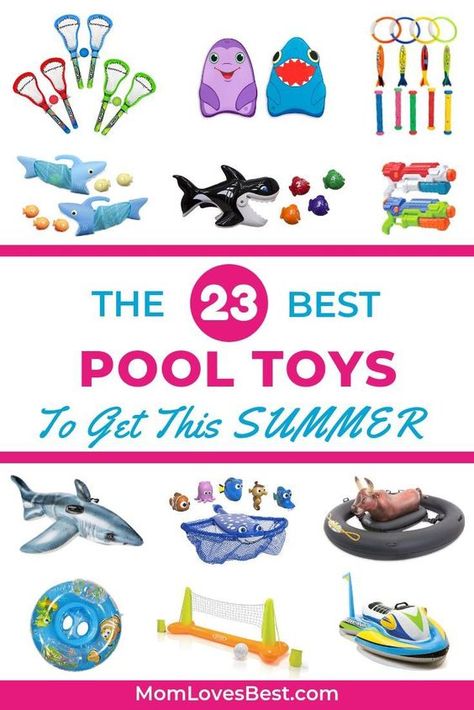 If you’re having difficulty finding some good-quality toys for your pool this summer, read on to find out what should influence your decision. We’ll also review some of the best pool toys for kids to give you a good idea of what’s out there. #toys #kidstoys #kidstoyplay #kidsplay #playideas #babyplay #babytoys #babytoddlertoys Best Pool Toys, Baby Pool Toys, Pool Toys For Adults, Pool Toy Storage, Pool Gifts, Pool Toys For Kids, Swim Toys, Swimming Pool Toys, Toddler Swimming