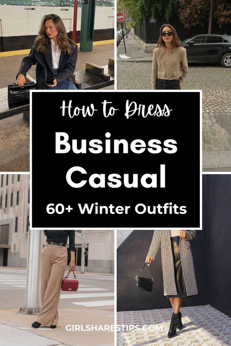 Discover 60+ winter business casual work outfits that blend trendy and classy styles! From cozy sweaters to elegant blazers, these office attire ideas are effortlessly chic. Create a wardrobe with pants, jeans, skirts, and dresses that look expensive yet comfy. Perfect for interviews or casual Fridays, these warm ensembles feature stylish coats and boots in various colors. Elevate your corporate aesthetic with simple pieces that keep you cozy while looking smart chic for dinner or any occasion! Smart Casual Work Outfit Winter Boots, Business Professional Sweater Outfits, Womens Professional Outfits Winter, Corporate Boots Outfit, Casual Outfits With Blazers For Women, Cold Weather Outfit Work, Work Outfits Women Dress Classy, Women’s Fashion Winter Work, Examples Of Business Casual For Women