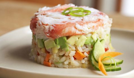 Crab Salad For Sushi, Snow Crab Salad, Spicy Crab Roll Recipe, Crab Salad Recipe Sushi, Alaska Snow, Tofu Sushi, Low Carb Sushi, Crab Sushi, Snow Recipe