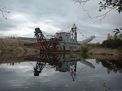 gold dredge machine by scottchochon Ho Trains, Book Aesthetic, Gold, Art