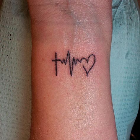 Heartbeat Tattoo D Tattoos, Heartbeat Tattoos, Heartbeat Tattoo Design, Cap Tattoo, Nurse Tattoo, Heartbeat Tattoo, Small Tattoos With Meaning, Wrist Tattoos For Guys, Inspiration Tattoos