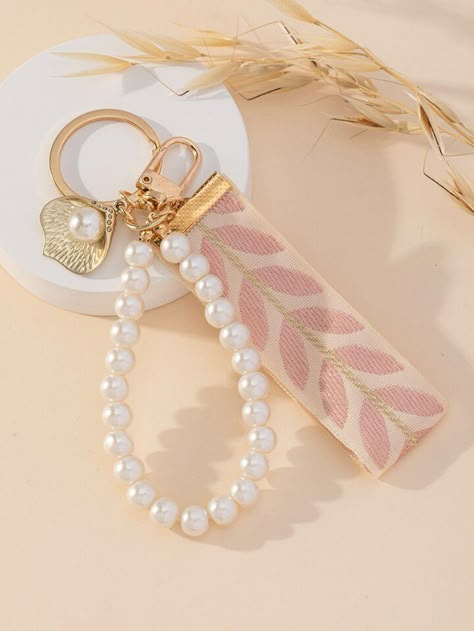 Classy Keychain, Ribbon Keychain, Braided Macrame, Key Decorations, Accessorize Bags, Pearl Decorations, Clip On Charms, Diy Jewelry Unique, Pearl Decor