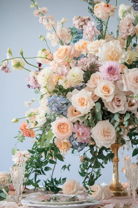 Discover 107 wedding flower ideas using pastel color palettes. These stunning arrangements will add a touch of softness and elegance to your big day. Perfect for any wedding theme, see how you can use these beautiful flowers! #WeddingColorPalettes #PastelIdeas #FloralInspiration Spring Wedding Flowers Peonies, Pastel Bouquet Of Flowers, Pastel Vintage Wedding Theme, Garden Wedding Floral Arrangements, Wedding Flowers Romantic, Garden Wedding Theme Ideas Color Schemes, Fun Wedding Flowers, Best Filler Flowers, Bridal Bouquet Pastel Colors