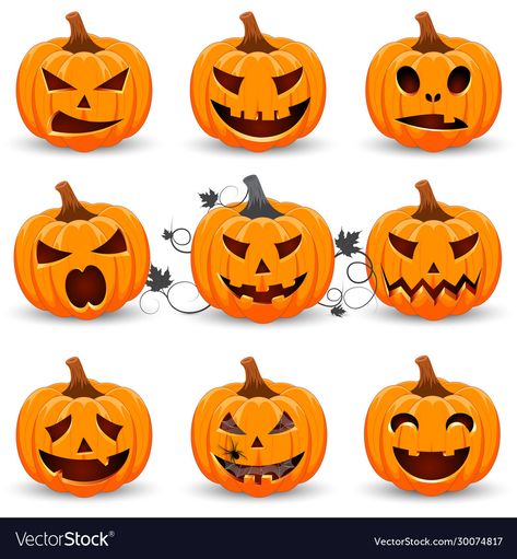 Facial Expressions Illustration, Expressions Illustration, Images Of Pumpkins, Horror Images, Pumpkin Images, Pumpkin Carving Designs, Pumpkin Vector, Nail Designs Fall, Happy Pumpkin