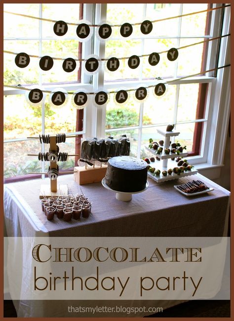 Chocolate Themed Birthday Party, Chocolate Themed Party, Chocolate Birthday Party, Wonka Birthday Party, Doily Banner, Donut Cookies, Play Ice Cream, Willy Wonka Party, Chocolate Party