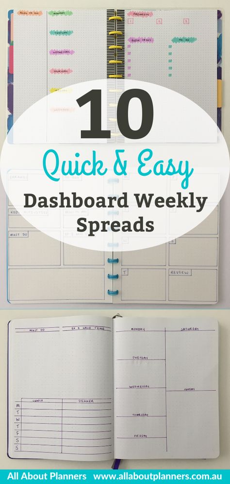 10 Quick Bullet Journal Dashboard Weekly Layouts