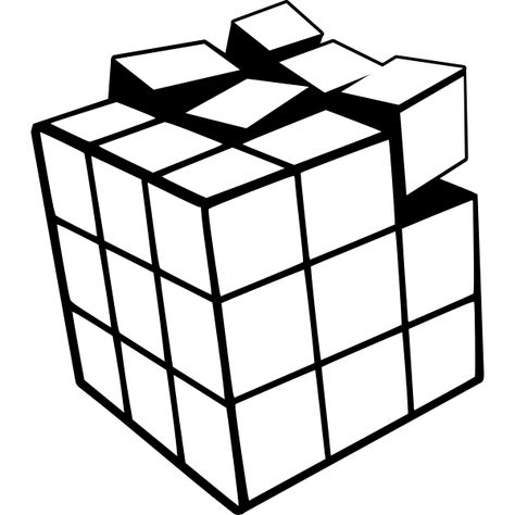 Rubik's cube vector drawing | Free SVG Cube Image, Cube Cake, Art Vector Illustration, Black And White Line Art, White Line Art, Animal Drawings Sketches, Line Art Vector, Rubik's Cube, Black And White Lines