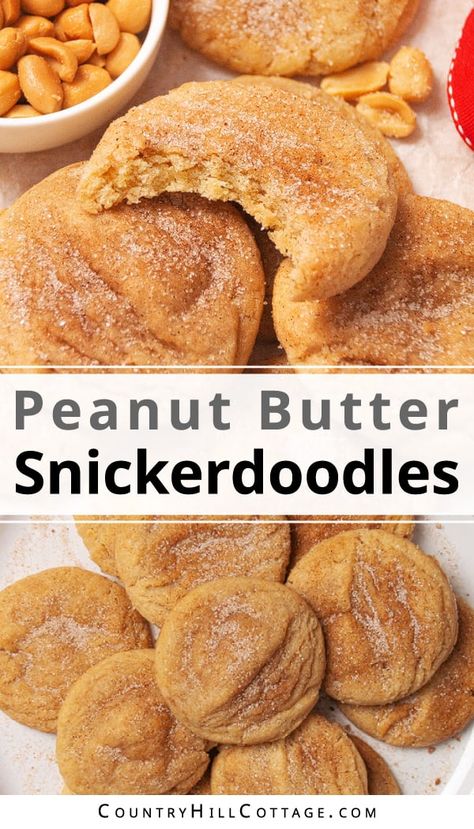 Salted Peanut Cookies, Christmas Desserts Peanut Butter, Cinnamon Peanut Butter Cookies, Peanut Butter Snickerdoodle Cookies, Peanut Butter Snickers Cookies, Sinkerdoodle Cookies Recipe, Peanut Butter Snickerdoodles, Cookie Recipes With Peanut Butter, Christmas Snickerdoodle Cookies