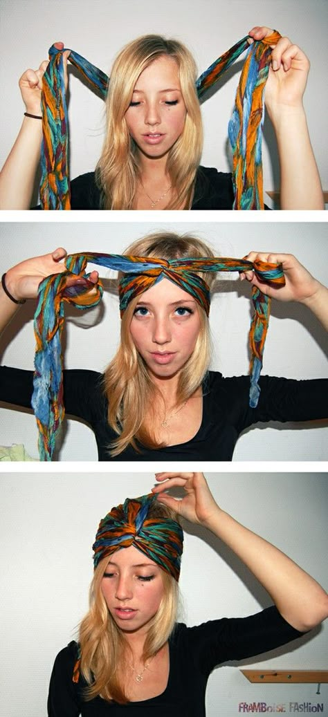 16 Beautiful Hairstyles with Scarf and Bandanna                              … Fortune Teller Costume, Turban Tutorial, Halloween Hairstyles, Head Scarf Styles, Boho Headband, Hair Wraps, Hippie Chic, Hair Dos, Scarf Hairstyles