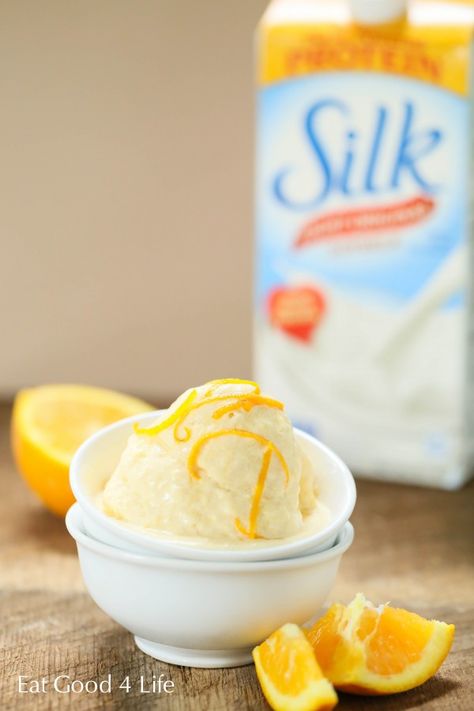 4 ingredient vegan orange creamsicle ice cream | Eat Good 4 Life Vegan Orange Creamsicle, Orange Creamsicle Ice Cream, Creamsicle Ice Cream, Vegan Gelato, Almond Milk Ice Cream, Soy Allergy, Orange Ice Cream, Coconut Milk Ice Cream, Vegan Ice Cream Recipe