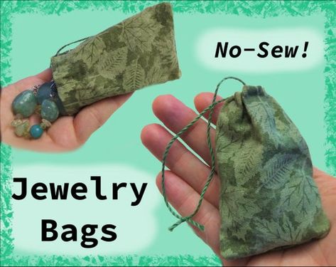 Simple No-Sew Jewelry Bags : 8 Steps (with Pictures) - Instructables Easy Fabric Crafts No Sew, No Sew Bags Diy, How To Wrap Jewelry As A Gift, No Sew Pouch, No Sew Bag, No Sew Fabric Crafts, Art Booth Display, Diy Jewelry Bags, Jewelry Packaging Diy