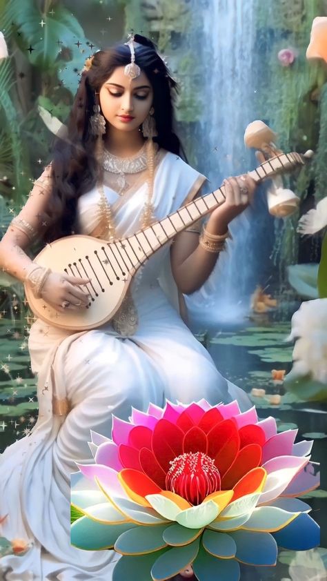 सरस्वती माता, Sarswati Maa, Maa Dp Pic, Navratri Makeup, Ma Saraswati, Saraswati Picture, Hindu Goddesses, Saraswati Mata, Maa Saraswati