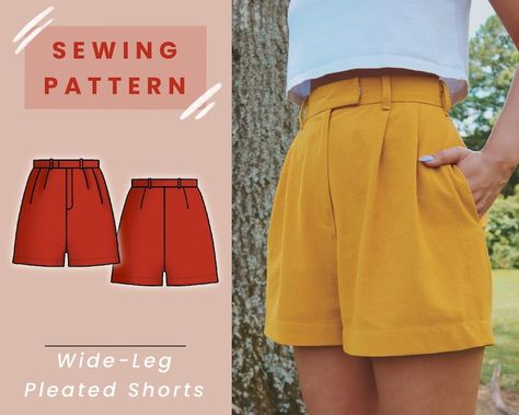 50s Shorts, Diy Sy, Diy Vetement, Shorts High Waisted, Sewing Design, Diy Sewing Clothes, Clothes Sewing Patterns, How To Make Clothes, Pleated Shorts