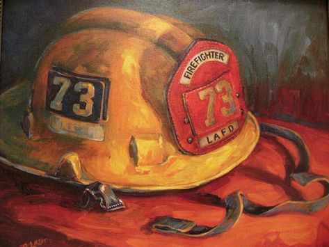 Fireman Painting, Fire Fighter Art, Painting Illustrations, Firefighter Art, Fire Helmet, Retirement Ideas, Helmet Paint, Personalized Canvas Print, Firefighter Wife