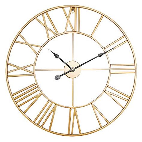 Golden Clock, Large Wall Clock Decor, Giant Clock, Large Metal Wall Clock, Skeleton Wall Clock, Gold Wall Clock, Big Wall Clocks, Bathroom Clock, Luxury Clock