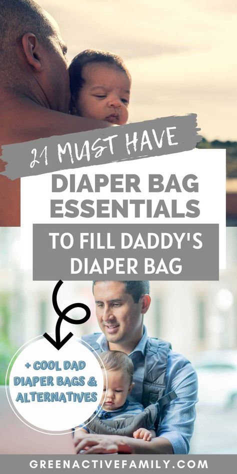 Checklist of the most important diaper bag essentials for Dad, plus the best diaper bags and diaper bag alternatives for dads. Diaper Bag Pattern Free, Diper Bags, Baby Bag Essentials, Diy Diaper Bag, Diaper Bag Checklist, Baby Medicine, Dad Diaper Bag, Diaper Bag Essentials, Best Diaper Bag