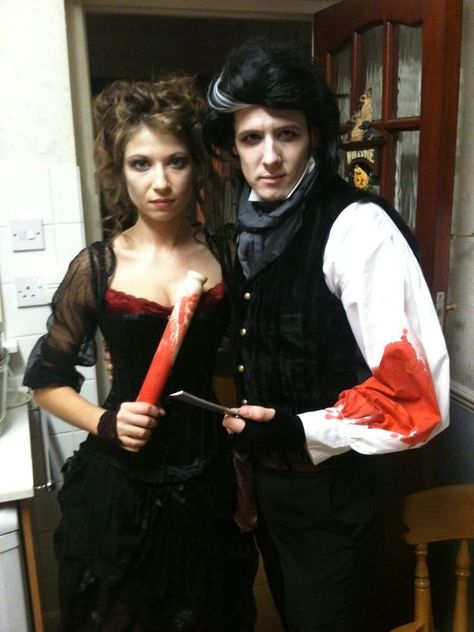 Sweeney Todd Couple Costume, Sweeney Todd Halloween Costumes, Sweeney Todd And Mrs Lovett Costume, Sweeny Todd Couples Costume, Ms Lovett Costume, Make At Home Halloween Costumes, Sweeney Todd And Mrs Lovett, Sweeney Todd Costume, Halloween Costume Sewing Patterns