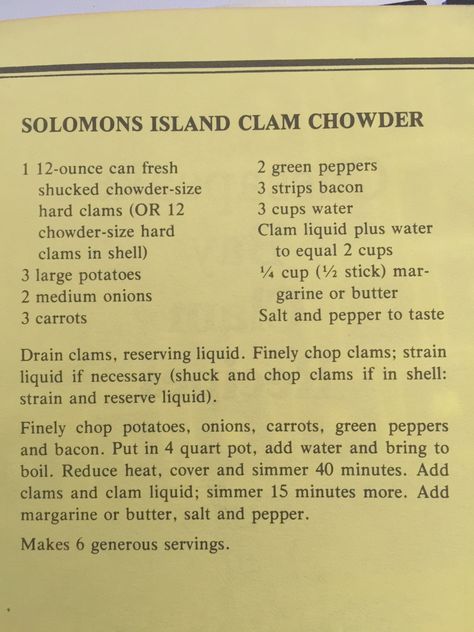 Polynesian Food, Clam Bake, Vintage Cooking, Island Food, Clam Chowder, World Recipes, Solomon Islands, Stuffed Green Peppers, Food Recipe