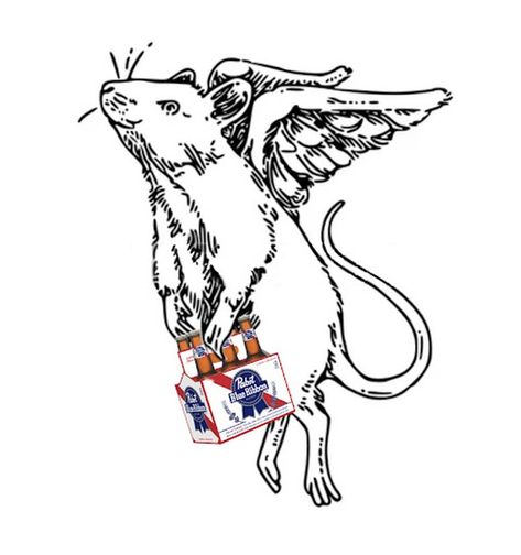 Pabst Blue Ribbon (@pabstblueribbon) • Instagram photos and videos Rat With Wings, A Rat, Pabst Blue Ribbon, Wings Tattoo, Blue Ribbon, Bat Wings, Rats, Art Inspiration, Ribbon