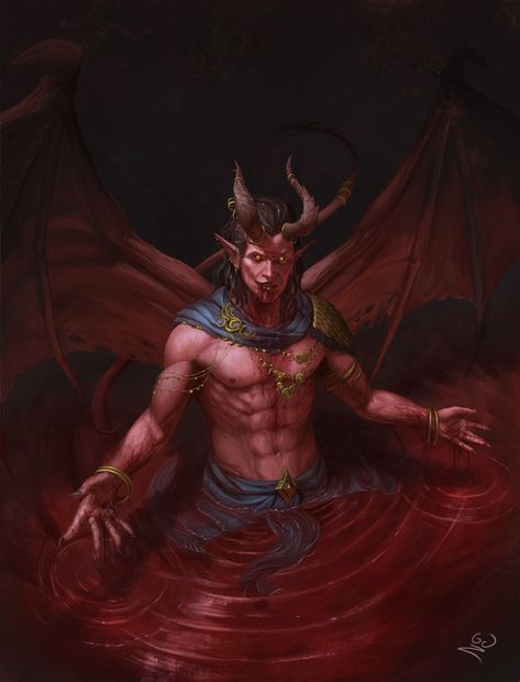 ArtStation - 006 Cambion Art Dnd, Dnd Devil Art, Demon Monster Art, Red Demon Art, Demon Character Art, Dnd Devil, Dnd Fiend, Demon Art Male, Dnd Demon