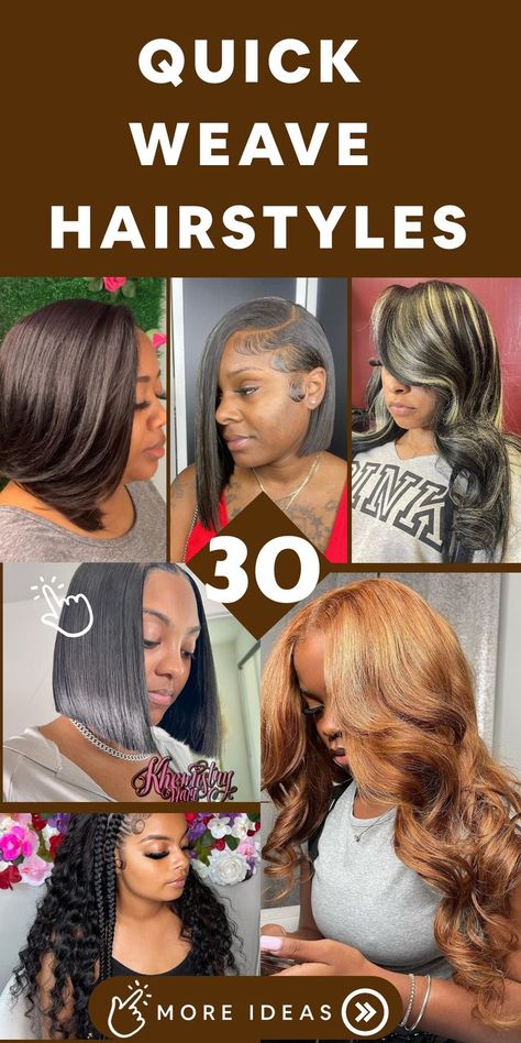 Quick Waves Hair, Side Part Quick Weave, Quick Waves, Quick Weave Styles, Quick Weave Bob, Bob Weave, Long Weave, Curly Weave, Weave Ponytail