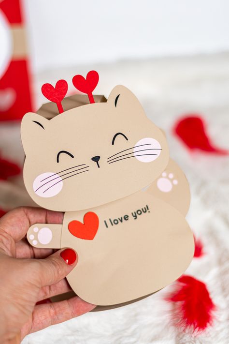 Valentines Day Gift Card, Valentines Day Cat, Dog Pop, Candy Holder, Wood Cut, Gift Card Holder, Valentines Cards, Cute Cat, Valentine Day Gifts