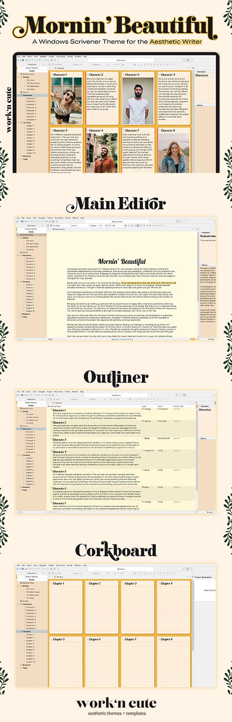 Warm yellow colored Scrivener theme, perfect for the aesthetic writer. Scrivener Themes Windows, Scrivener Aesthetic, Scrivener Themes, Aesthetic Writer, Beautiful Aesthetic, Warm Yellow, Aesthetic Themes, Website Templates, Website Template