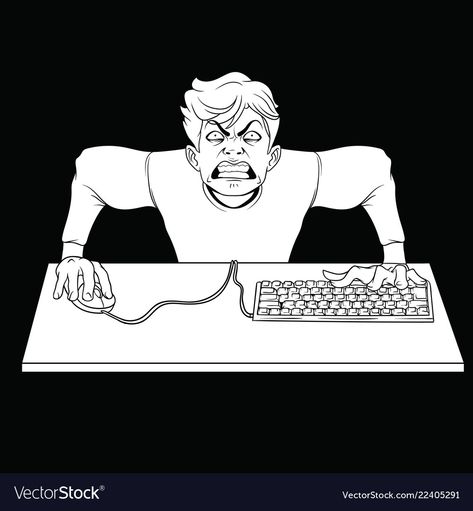 Angry Man Drawing, Keyboard Illustration, Evil Man, Angry Man, A Keyboard, Doodle Art Drawing, Outline Drawing, Outline Drawings, Art Drawing