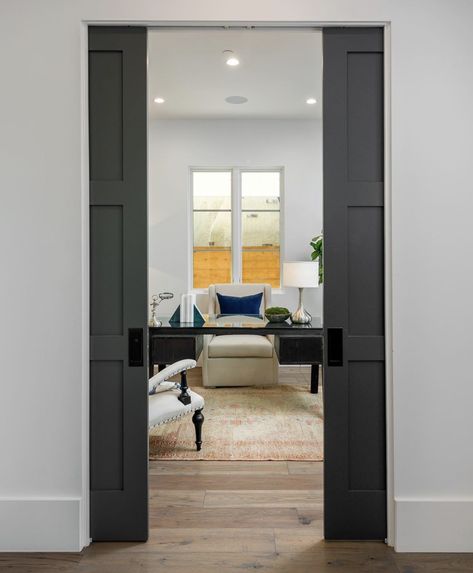 Solid Pocket Doors, Open Plan Kitchen Dining Living, Open Plan Kitchen Dining, Separating Rooms, Kitchen Dining Living, Pocket Door, House Remodel, Decor Home Living Room, Pocket Doors