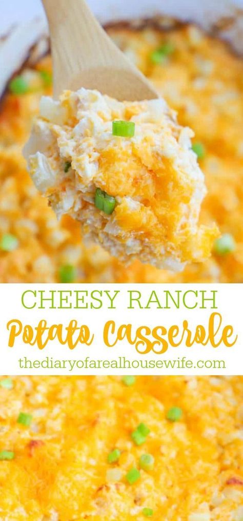 This Cheesy Ranch Potato Casserole is the perfect take on a classic. We love it with the ranch flavors. Ranch Potato Casserole Recipes, Hashbrown Casserole Ranch, Slow Cooker Cheesy Bacon Ranch Potatoes Crock Pot, Cheesy Ranch Potato Casserole, Ranch Potato Casserole 12 Tomatoes, Ranch Cheesy Potatoes, Cheesy Ranch Potatoes Bake, Pepperjack Potato Casserole, Ranch Hashbrown Casserole