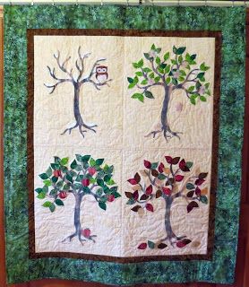 Gorgeous four seasons quilt... Pottery Tree, Tree Quilt Block, Tree Quilt Pattern, Tree Quilts, Patchwork Inspiration, Landscape Quilt, Quilt Square Patterns, Quilt Square, Quilting Room